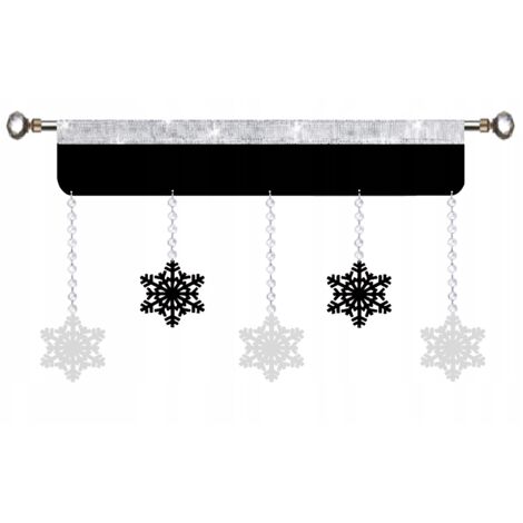Cenefa navideña con copos de nieve, encanto invernal, Navidad, 150 unidades, blanco y negro.