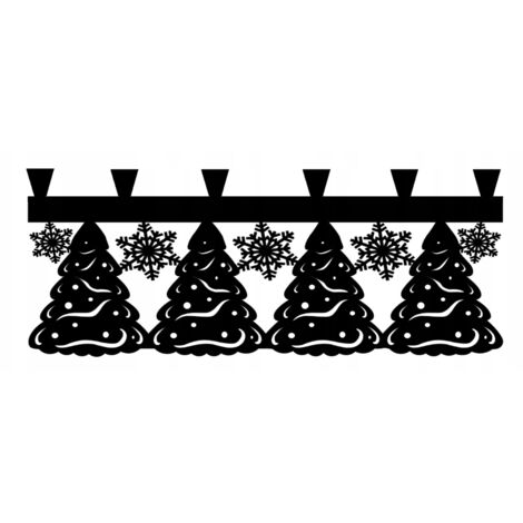 Cenefa navideña PATKI de 90x38 cm con estampado de copos de nieve y árboles de Navidad.