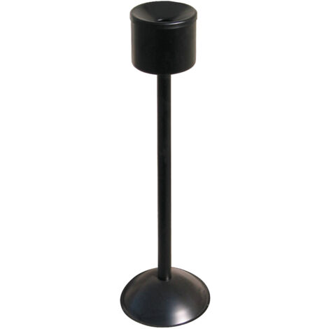 Cenicero autoextinguible de pie sobre columna, interior, color negro, diámetro 15cm de altura 60cm