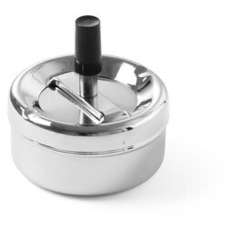 Cenicero cerrado con botón giratorio, acero inoxidable, diámetro 90 mm - Hendi 440209