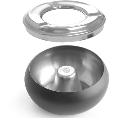 Cenicero con borde extraíble, acero inoxidable negro, diámetro 105 mm - Hendi 440230