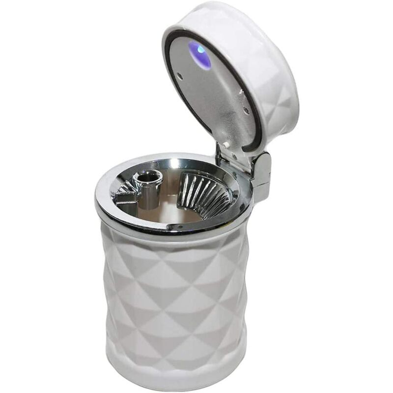 

Cenicero de coche portátil con luz LED azul sin humo - Portavasos cilíndrico (blanco)