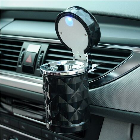 Cenicero LED portátil con tapa Patrón de diamantes con soporte para automóvil