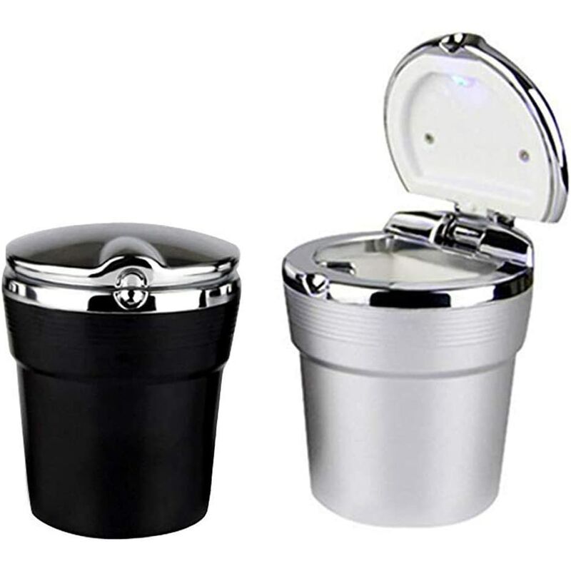 

Cenicero portátil para automóvil, 2 piezas Cenicero portátil LED con cubierta para automóvil, Cenicero para cigarrillos sin humo para automóvil con