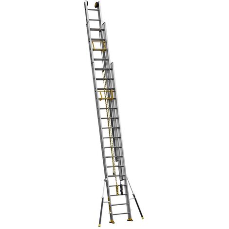 Centaure – Échelle coulissante 3 plans à corde 14m – Montants aluminium surdimensionnés – Système de coulissement efficace – Conforme norme EN 131 - 14m00