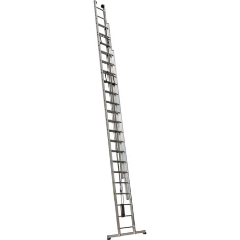 Centaure – Échelle coulissante 3 plans à corde – Longueur déployée 8m80 – Hauteur d'accès max. 9m70 – Capacité de charge 350 kg – Stabilisateur en aluminium