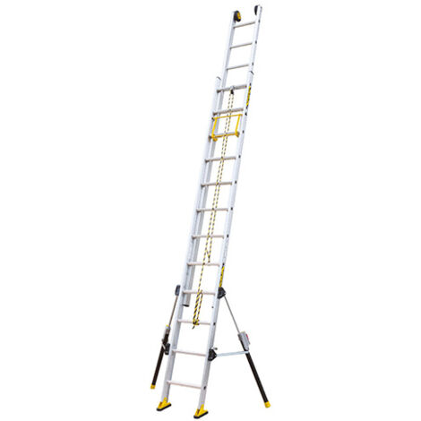 Centaure – Échelle télescopique 2 plans 8.00m – Pieds stabilisateurs repliables – 2x16 barreaux – Résistance 350kg – Pour travaux en hauteur