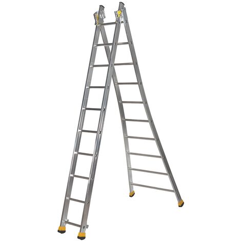 Centaure – Échelle transformable 2 plans – Hauteur déployée 6m10 – Aluminium avec articulations en alliage – Patins anti-glissement – Norme EN 131