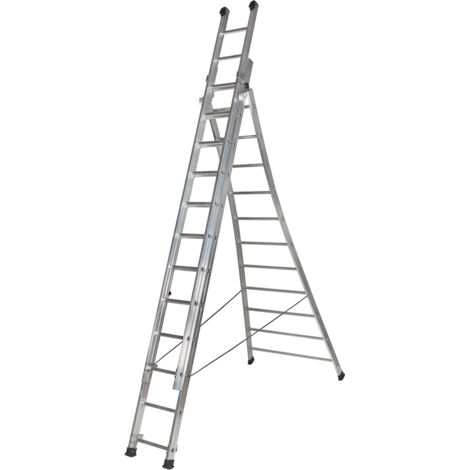 Centaure – Échelle transformable 3 plans 2,75/6,10 m – Base évasée pour stabilité – Norme EN 131 – Usage professionnel
