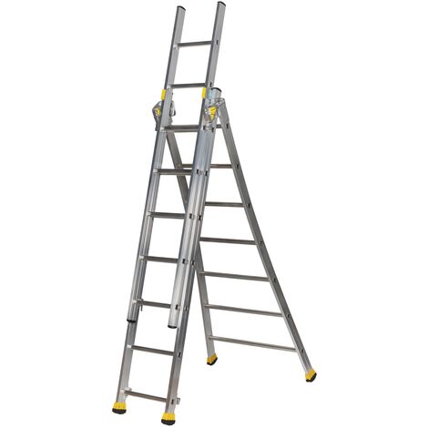 Centaure – Échelle transformable 3 plans T3 2m20/4m70 – Aluminium – Charge maximale 150kg – Articulations en alliage – Norme EN 131 – Fabriquée en France