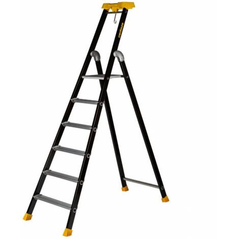 Centaure – Escabeau aluminium laqué 6 marches – Charge maximale 150 kg – Garde-corps 650 mm – Plateforme 300 x 290 mm – Utilisation professionnelle