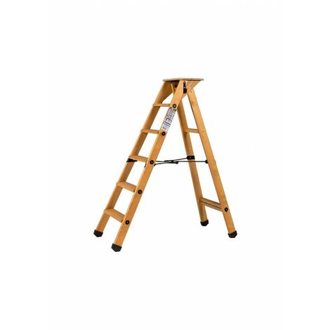 Centaure – Escabeau en bois 5 marches – Hauteur d'accès 2,67 m – Tablette antidérapante – Charge max 150 kg – Conforme norme EN 131 – 483205