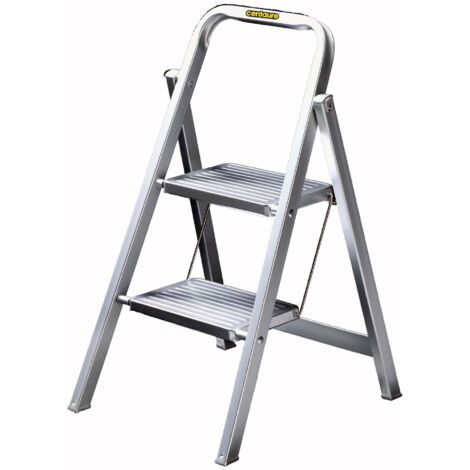 Centaure – Marchepied aluminium ultra plat 2 marches – Hauteur d'accès 2,45 m – Charge maximale 150 kg – Dimensions plié 0,90 x 0,52 m – 450202