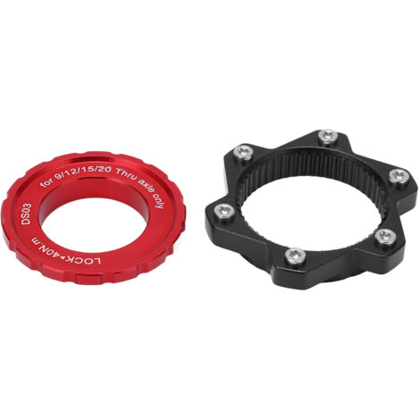 Centerlock-auf-6-Loch-Adapter aus Aluminiumlegierung für Steckachsnaben, roter Sicherungsring