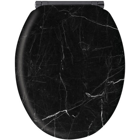 Centrale Brico – Abattant WC déclipsable en MDF noir – Frein de chute silencieux – Installation facile par le dessus – Charnières en métal graphite