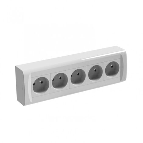 Centrale Brico – Bloc multiprise 5 prises avec terre saillie – Intensité 16A – Tension 230V – Installation murale par vis – Couleur blanc