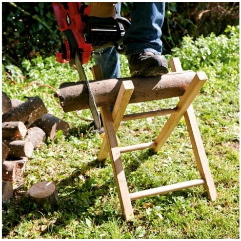 Chevalet pour sciage buche de chauffage par sanglier sur L'Air du Bois