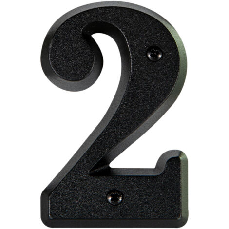 Centrale Brico – Chiffre 2 en zamak noir mat H.8 x l.4.5 cm – Résistant aux intempéries – Fixation par vis pour numérotation de rue
