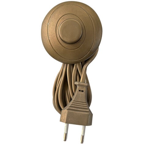 CENTRALE BRICO Cordon électrique doré long. 3m avec interrupteur à pied 250V, 2A et fiche 2 pôles - Tibelec