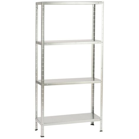Centrale Brico Etagère métal gris galvanisé, 4 tablettes l.72.5xH.145xP.30