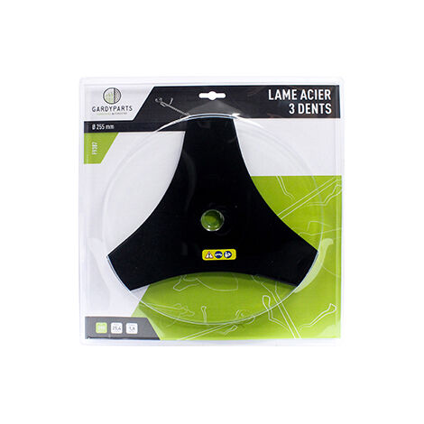 CENTRALE BRICO Lame acier 3 dents évidées pour débroussailleuse, dimensions coupe: 255mm