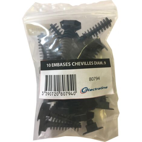 CENTRALE BRICO Lot de 10 embases pour cheville, L.9 mm