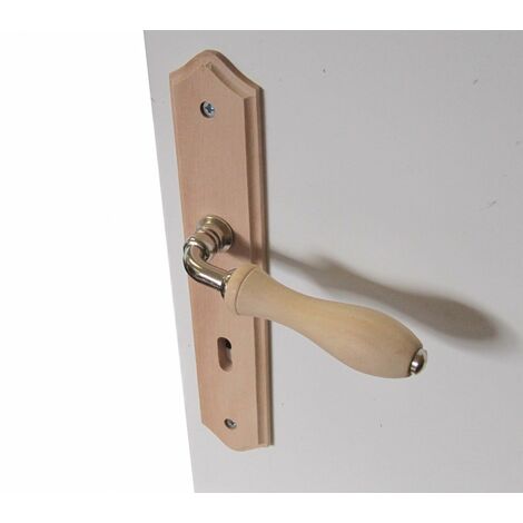 Centrale Brico – Lot de 2 poignées de porte en bois brut – Trou de clé – Entraxe 195 mm – Installation facile avec accessoires fournis