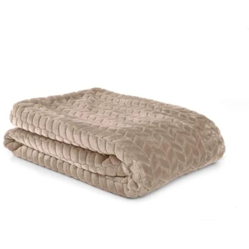 Centrale Brico - Plaid Chevron en polyester taupe l.130 x L.170 cm
