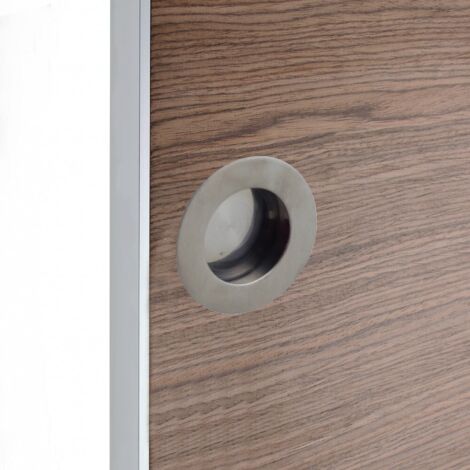 Centrale Brico – Poignée de porte coulissante encastrée inox brossé – Forme ronde – Diamètre 48mm – Pour portes d'intérieur – Couleur gris