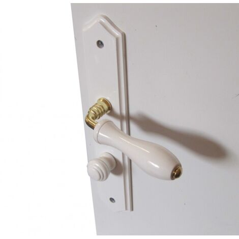 Centrale Brico – Poignées de porte condamnation en bois – Entraxe 195 mm – Finition vernie – Pour toilettes et salles de bain