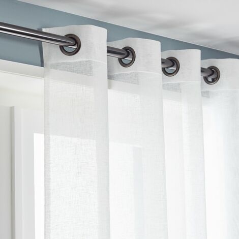 Centrale Brico – Voilage tamisant en polylin blanc écru – Dimensions 150 x 240 cm – 8 œillets ronds renforcés – Tissé en France pour un aspect naturel