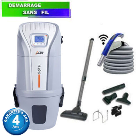 Centrale d'aspiration SACH VAC Digital 1.6 kW - Garantie 4 ans - Surface jusqu’à 250 m² - Set de nettoyage