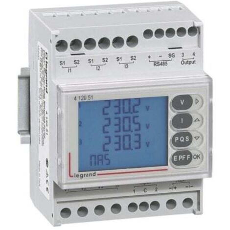 Centrale de mesure EMDX³ modulaire affichage LCD avec sortie RS485 et à impulsion - 4 modules - LEGRAND