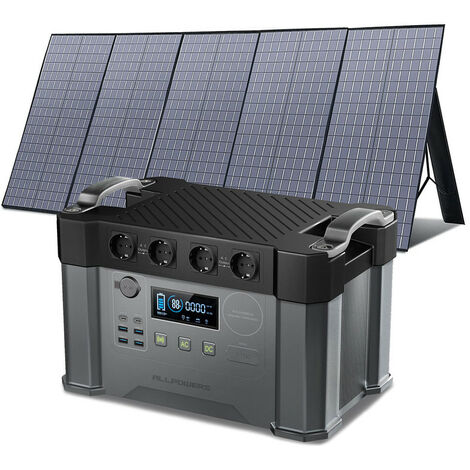BLUETTI Générateur solaire EP500PRO avec 3 panneaux solaires PV200 200 W,  5100 Wh LiFePO4 batterie de secours, 3 prises CA 3000 W pour maison, jardin