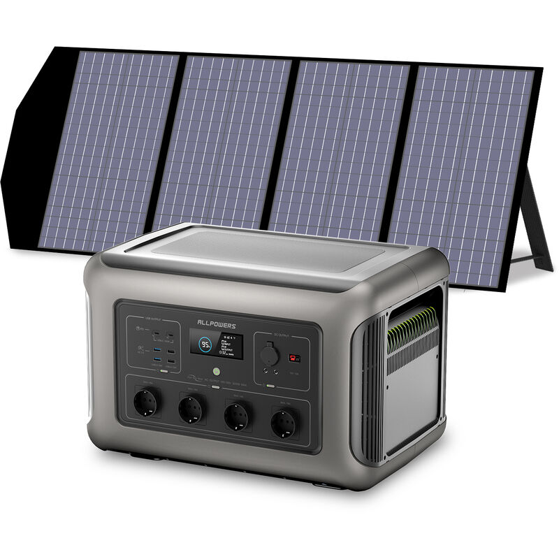Allpowers - Générateur solaire R3500 avec panneaux solaires 140 w, batterie LiFePO4 3168 Wh avec sortie ac 3500 w, stockage de courant mobile pour