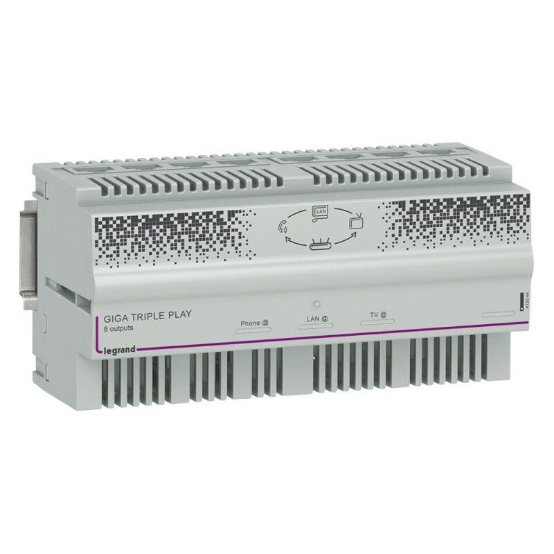 Legrand - Centrale automatique Triple Play Gigabit modulaire pour distribution adsl et fibre sur 8 prises RJ45 8 modules (413044)