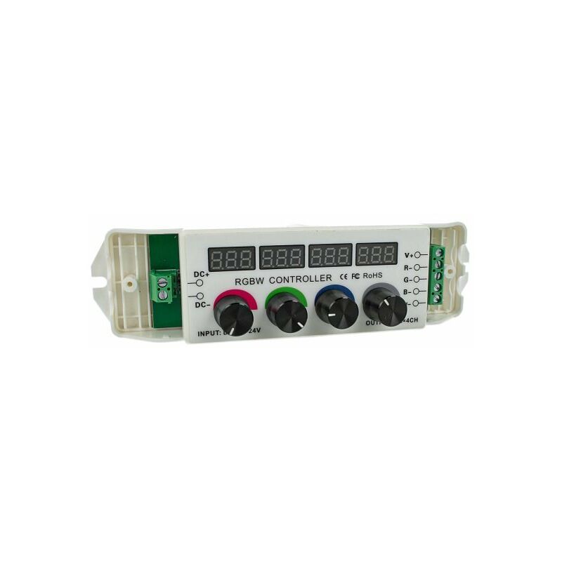 Image of Centralina rgbw Led Dimmer pwm Controller Modulo Manuale Con Manopole e Display 4 Canali 12V 24V 5AX4