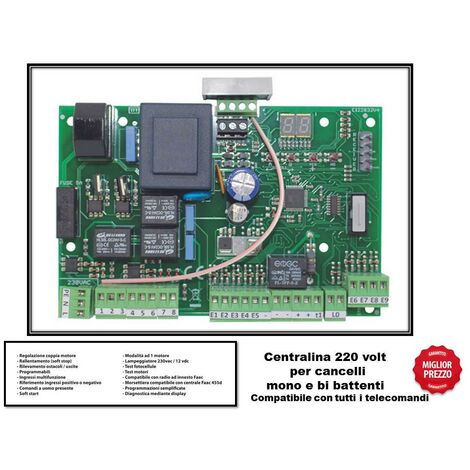 Centralina universale 220 volt per cancelli mono e bi battente Compatibile Con Faac 455 230v