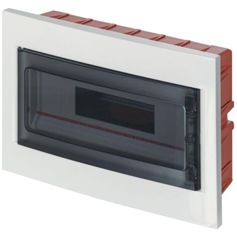 Centralino ad incasso, 18 moduli, bianco, IP40, sportello in policarbonato fumè - Elettrocanali EC63018B