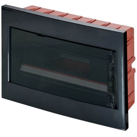 Centralino ad incasso, 18 moduli, nero, IP40, sportello in policarbonato fumè - Elettrocanali EC63018N