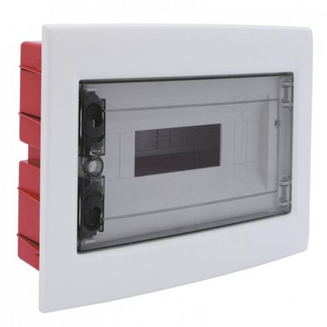centralino da incasso 12 moduli con portello fumé e telaio estraibile, bianco, 330x255x80 mm, ideale per installazioni elettriche domestiche e professionali