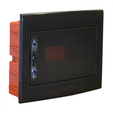 centralino da incasso 12 moduli con portello fumé e telaio estraibile, nero, 330x255x80 mm, ideale per installazioni elettriche moderne e professionali