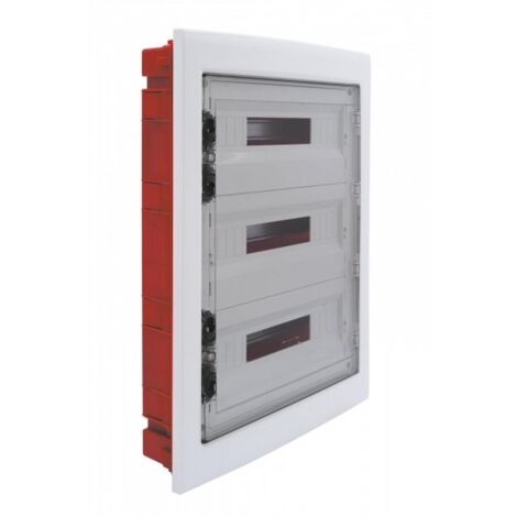 centralino da incasso 54 moduli con portello fumé e telaio estraibile, bianco, 460x685x80 mm, ideale per installazioni elettriche domestiche e professionali