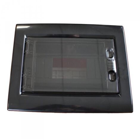 centralino da incasso 8 moduli con portello fumé e telaio estraibile, nero, 240x195x80 mm, ideale per installazioni elettriche domestiche e professionali
