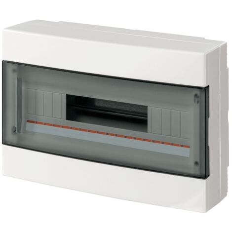 Centralino da parete, 18 moduli, con morsettiera 6x10mm, bianco, IP40, sportello reversibile fumè - Elettrocanali EC60018BE