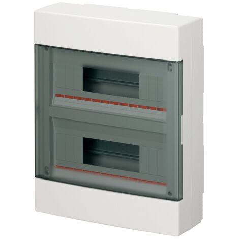 Centralino da parete, 24 (2x12) moduli, con morsettiera 6x10mm, bianco, IP40, sportello reversibile fumè - Elettrocanali EC60024BE