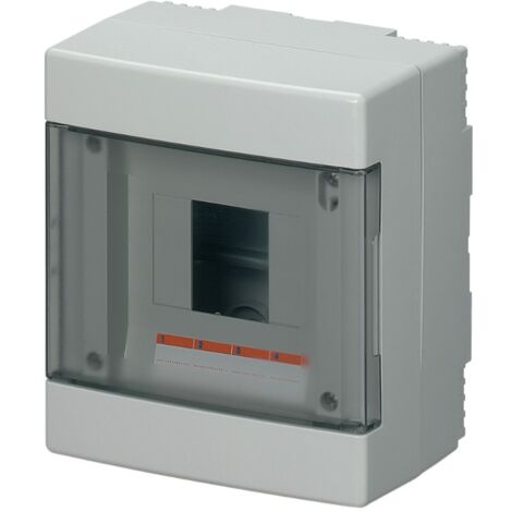Centralino da parete, 4 moduli, con morsettiera 6x10mm, grigio, IP40, sportello reversibile fumè - Elettrocanali EC60004E
