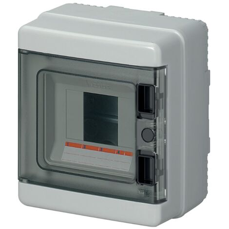 Centralino da parete, 4 moduli, con morsettiera 6x10mm, grigio, IP65, sportello in policarbonato fumè - Elettrocanali EC62004E