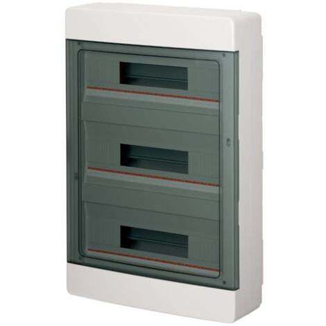Centralino da parete, 54 (3x18) moduli, bianco, IP40, sportello reversibile fumè - Elettrocanali EC60054B
