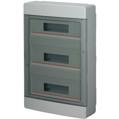 Centralino da parete, 54 (3x18) moduli, grigio, IP40, sportello reversibile fumè - Elettrocanali EC60054